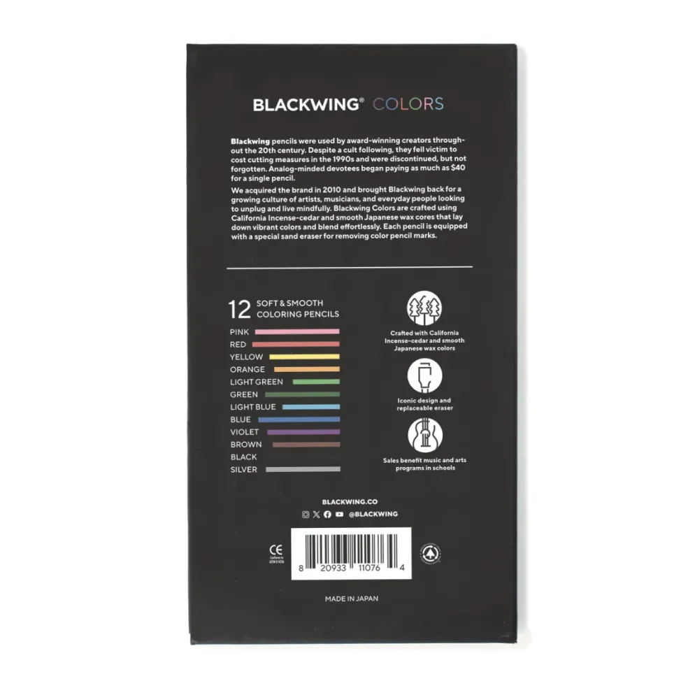 Blackwing Colors – Set of 12 Premium Colouring Pencils