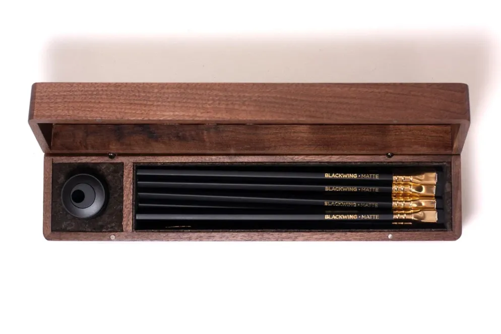 Blackwing Walnut Box Set – Luxury Pencil Set with Long Point Sharpener