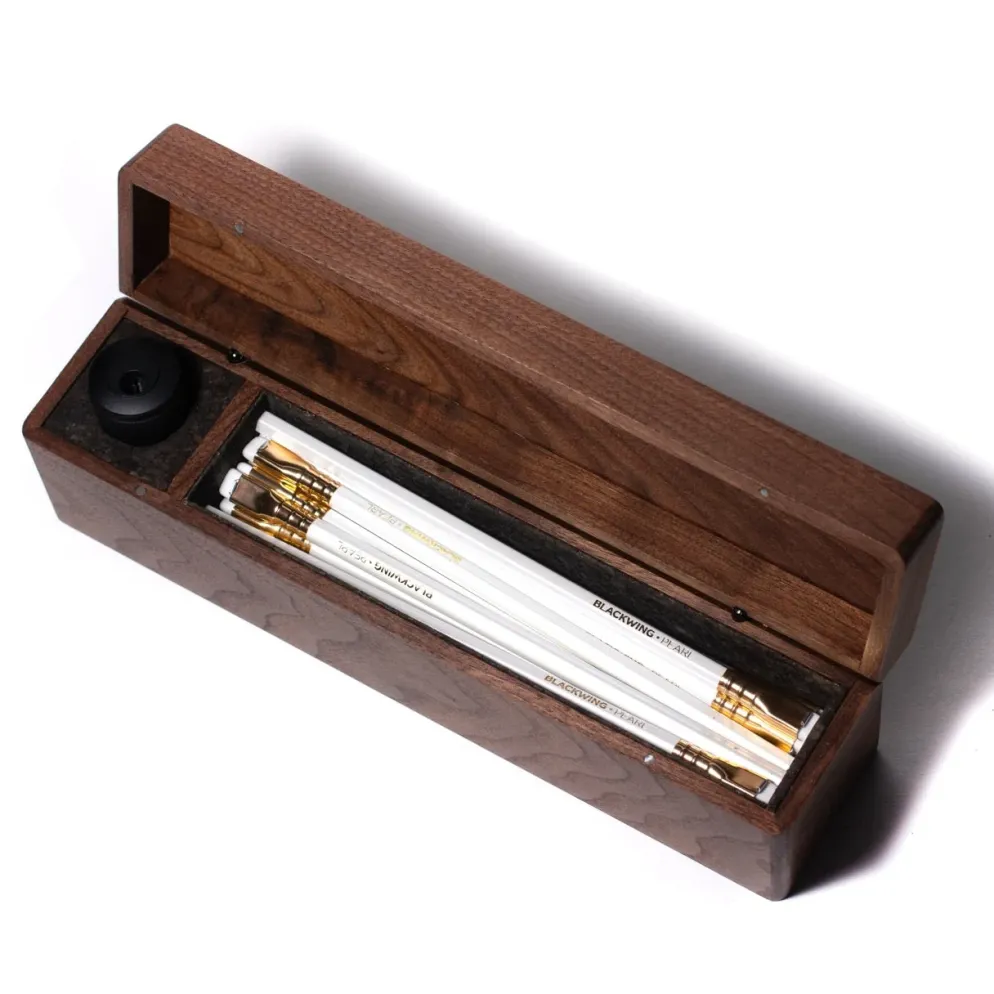 Blackwing Walnut Box Set – Luxury Pencil Set with Long Point Sharpener