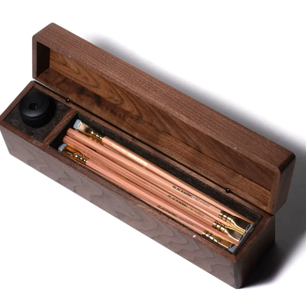 Blackwing Walnut Box Set – Luxury Pencil Set with Long Point Sharpener