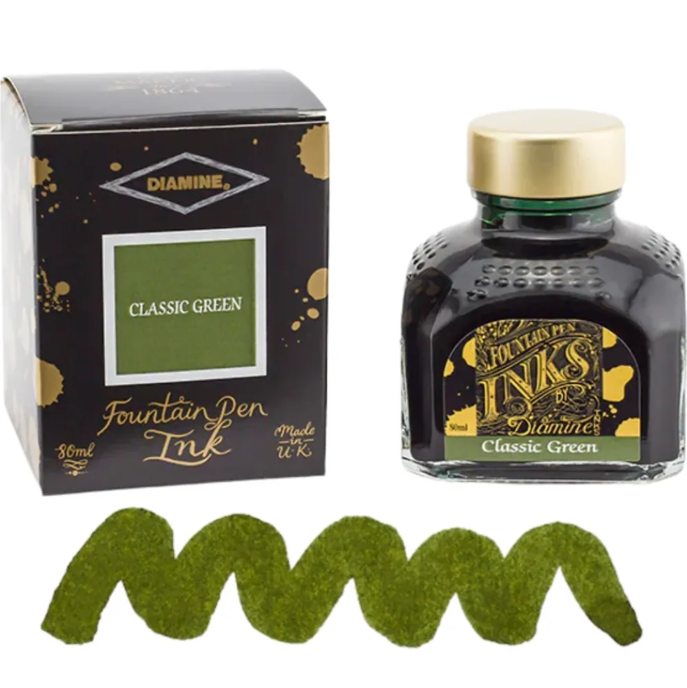 Diamine Ink Bottle 80ml — Green Colours
