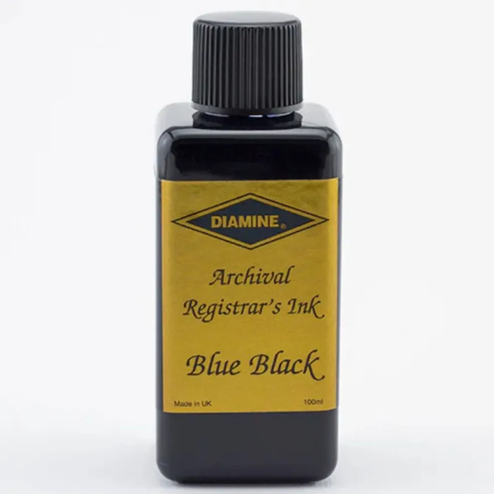 Diamine Registrar’s Ink Blue-Black – Waterproof Archival Fountain Pen Ink (100ml)