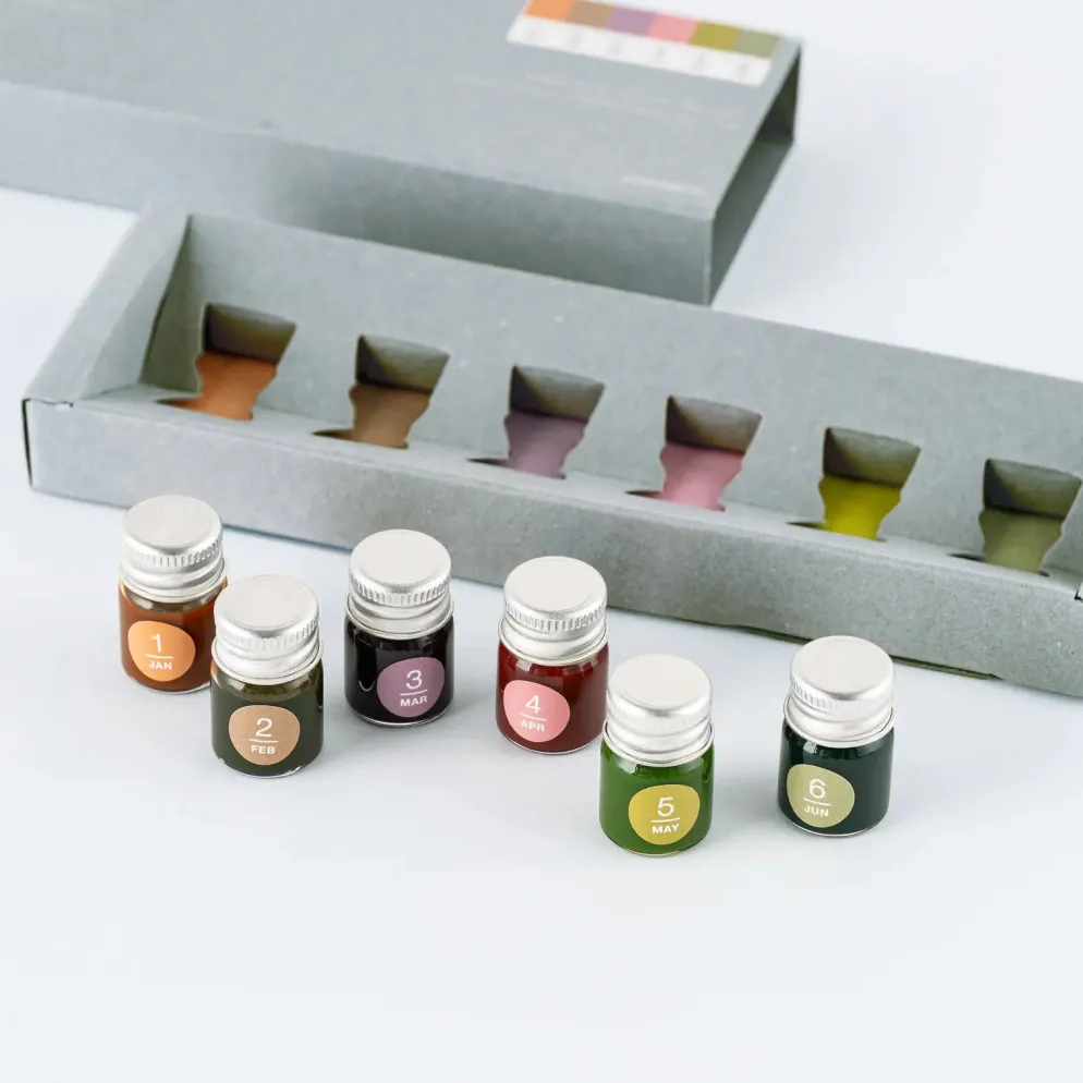 Hobonichi 2027 Accessories: Kakimori x TSUKI no IRO - Mini Ink Bottle Set (Jan-Jun)