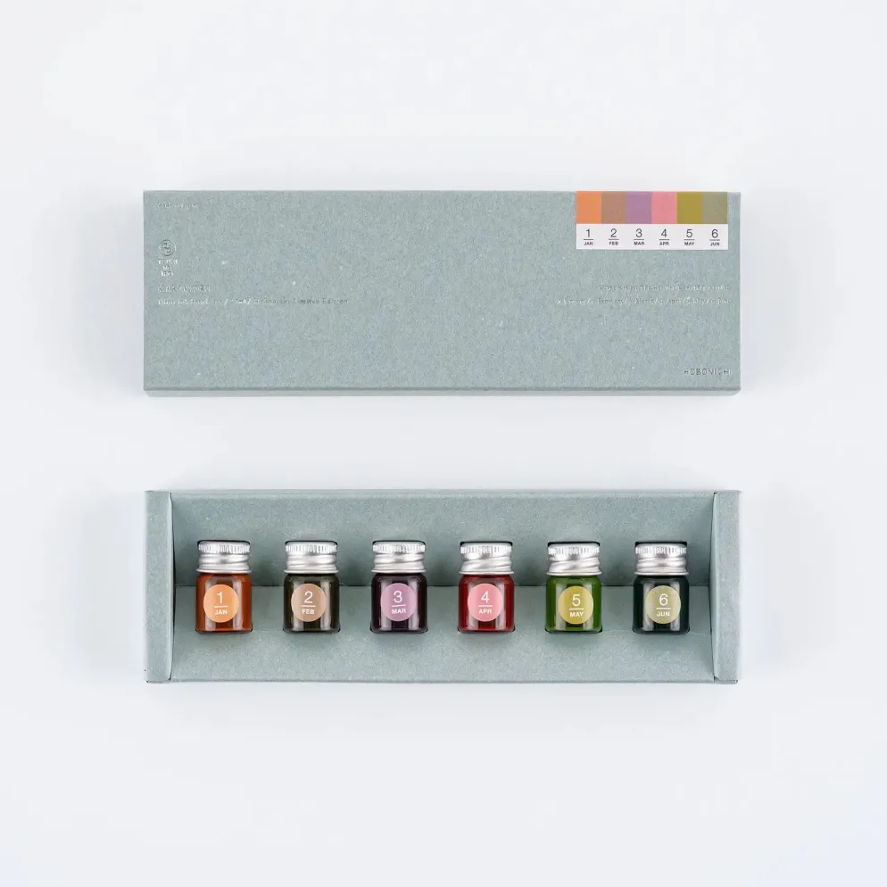 Hobonichi 2027 Accessories: Kakimori x TSUKI no IRO - Mini Ink Bottle Set (Jan-Jun)