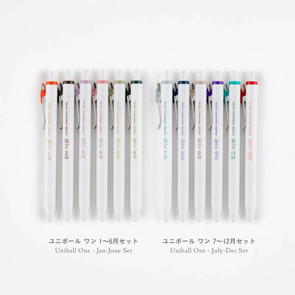 Hobonichi Accessories: TSUKI no IRO: Uniball One Set of 6 with Case