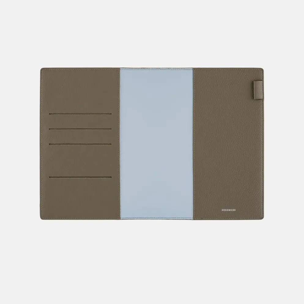 Hobonichi 2026 A5 Cousin Cover: Leather - Taut (Gray & Light Blue)