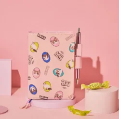 Hobonichi 2026 A6 Planner Cover: Candy Stripper - Random Dog & Cat (Pink)
