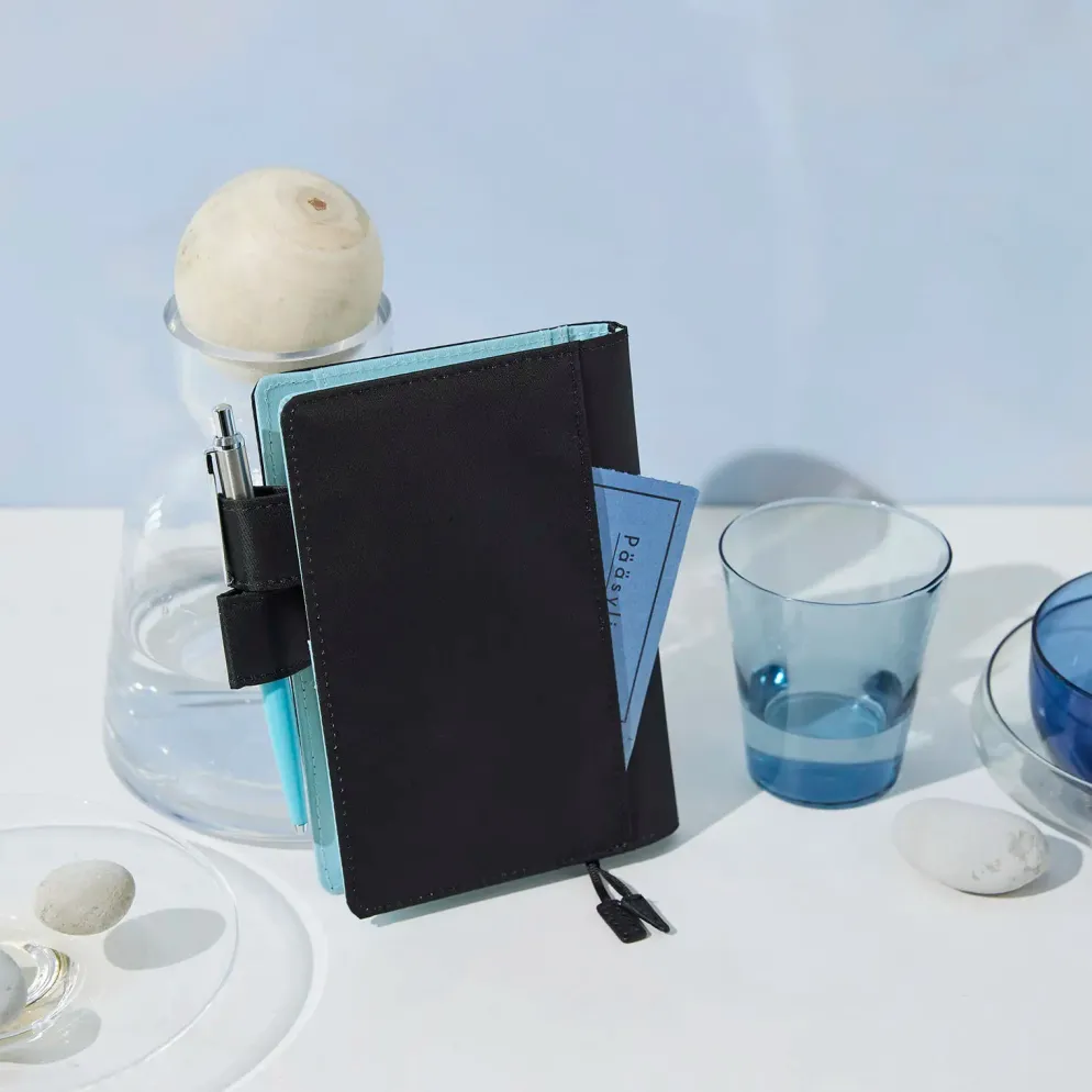 Hobonichi A6 Planner Cover: Colors - Black x Clear Blue
