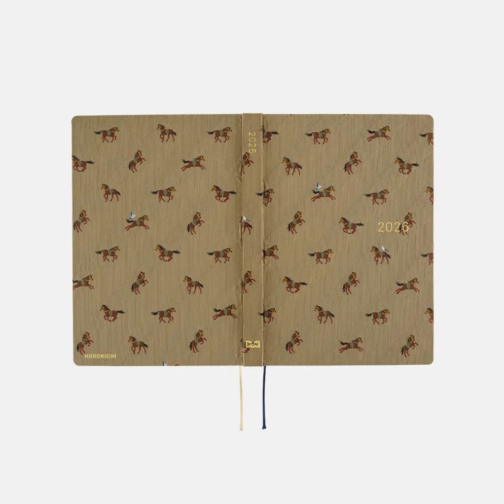 Hobonichi HON A5 2026 Planner: Bow & Tie - Galloping Horses