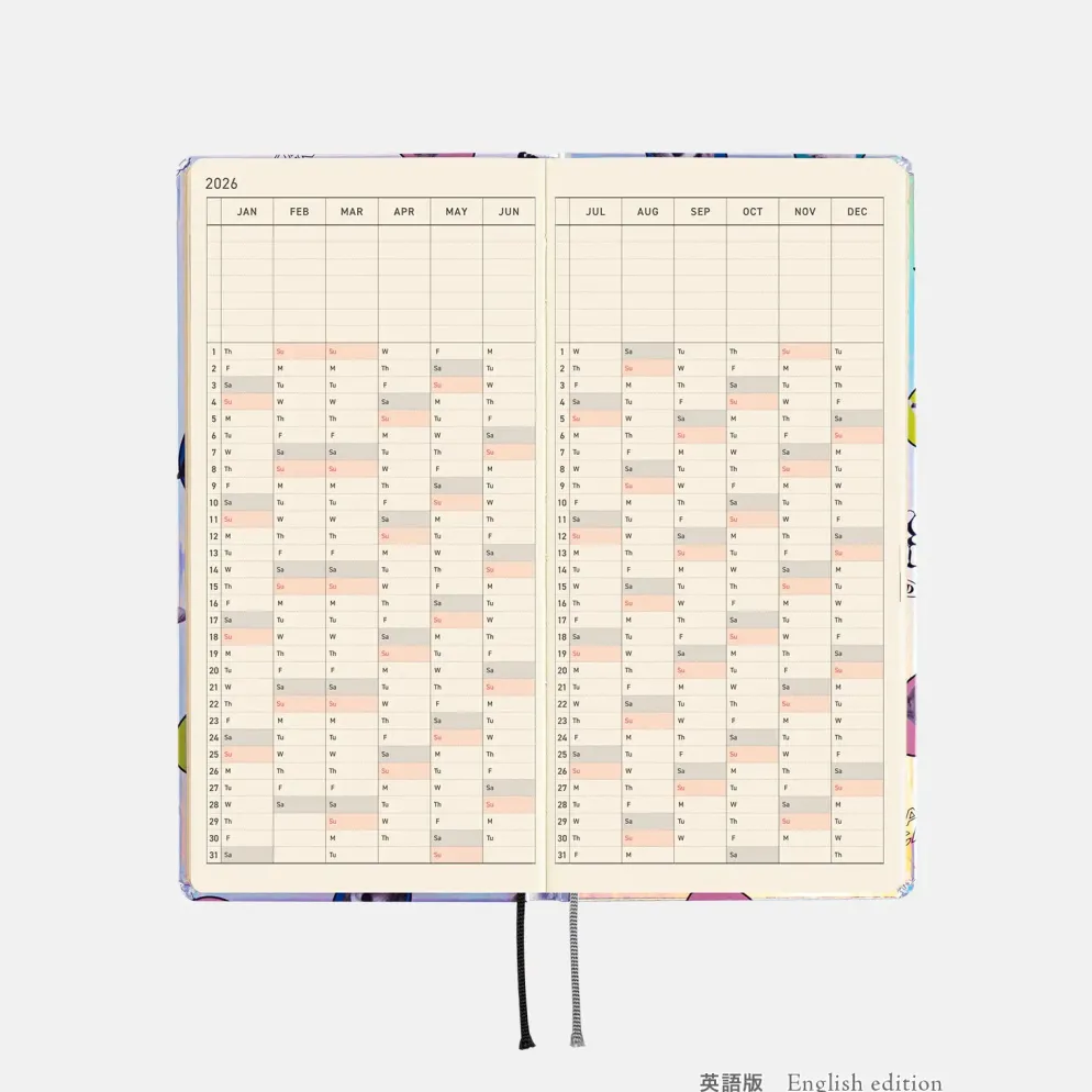 Hobonichi 2026 Weeks: Candy Stripper - Random Dog & Cat (Aurora)