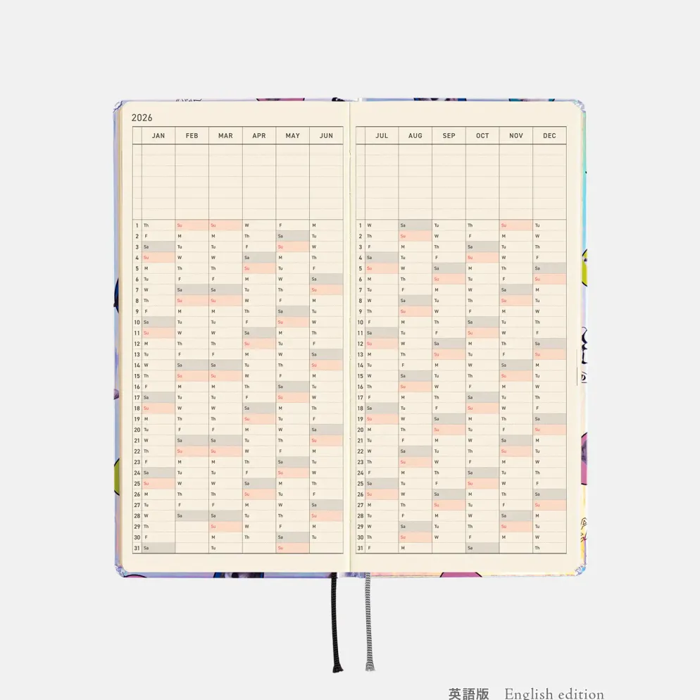 Hobonichi 2026 Weeks: Candy Stripper - Random Dog & Cat (Aurora)