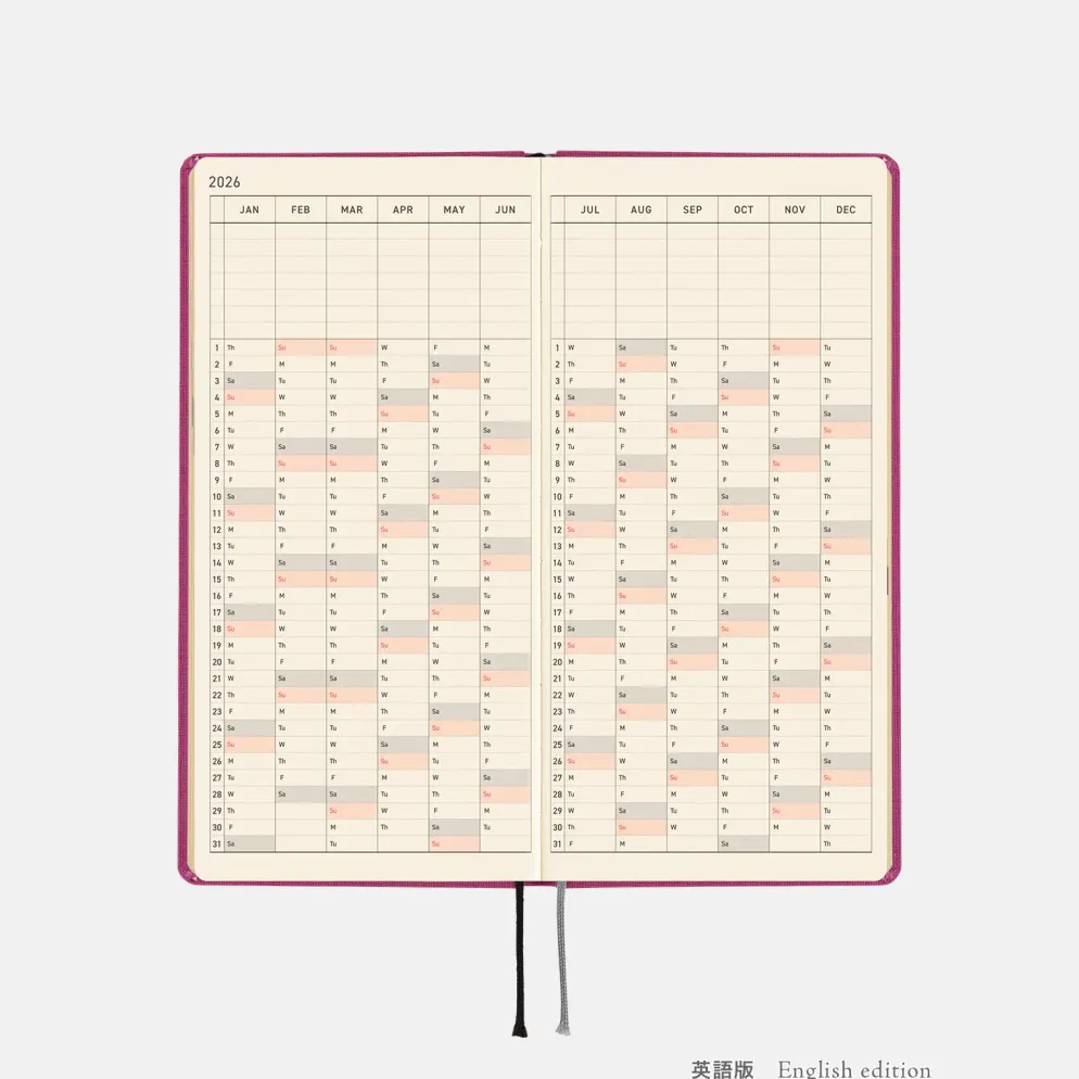 Hobonichi 2026 Weeks: Colors - Peony Purple
