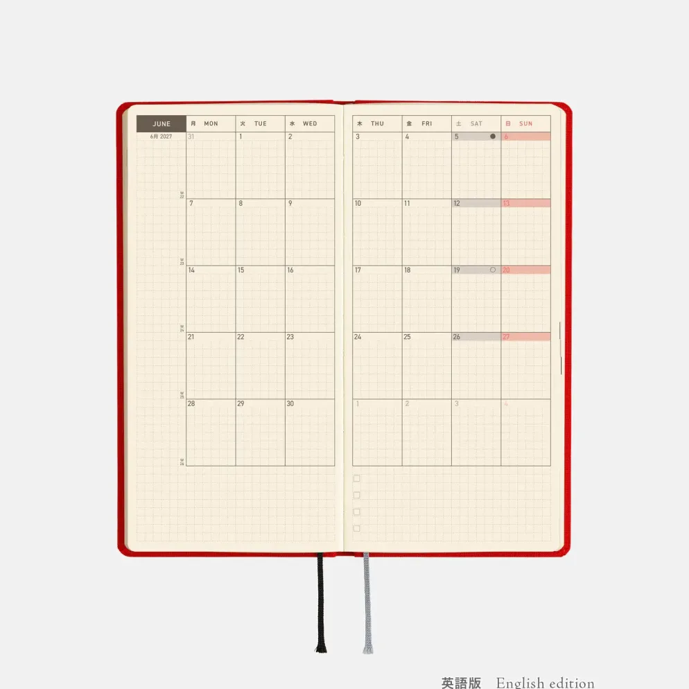 Hobonichi 2027 Weeks: Colors - Poppy Red