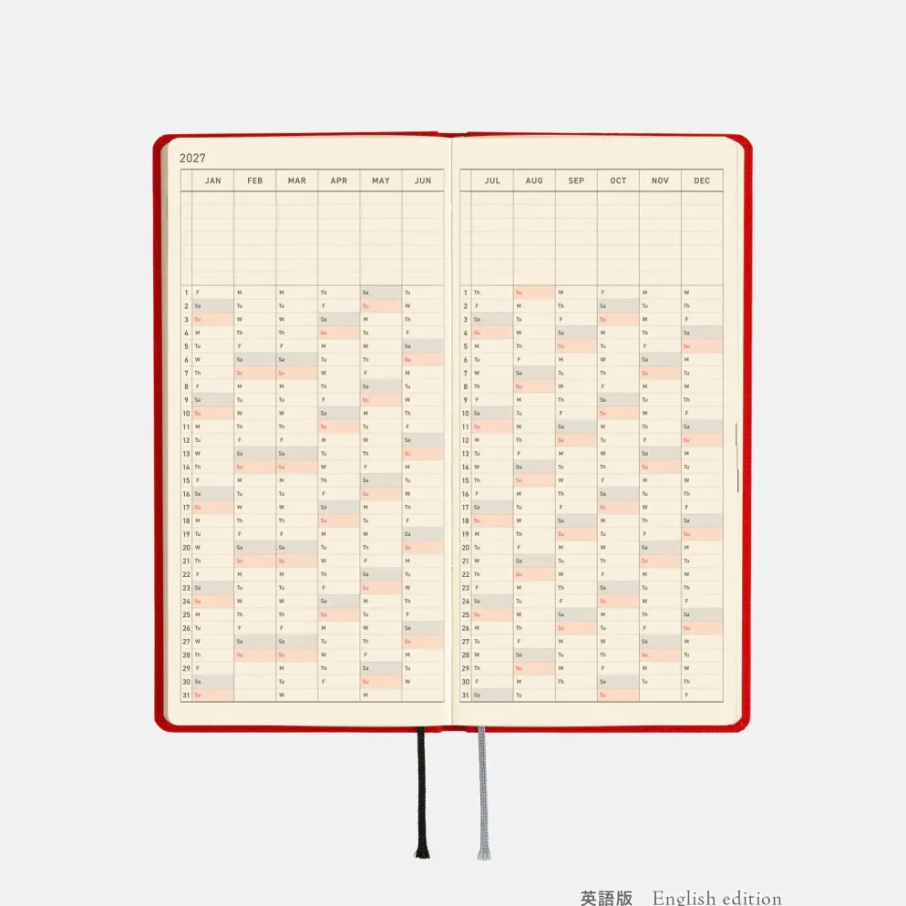 Hobonichi 2027 Weeks: Colors - Poppy Red