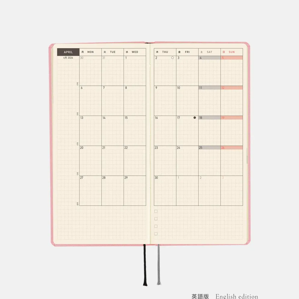 Hobonichi 2026 Weeks: Colors - Strawberry Milk