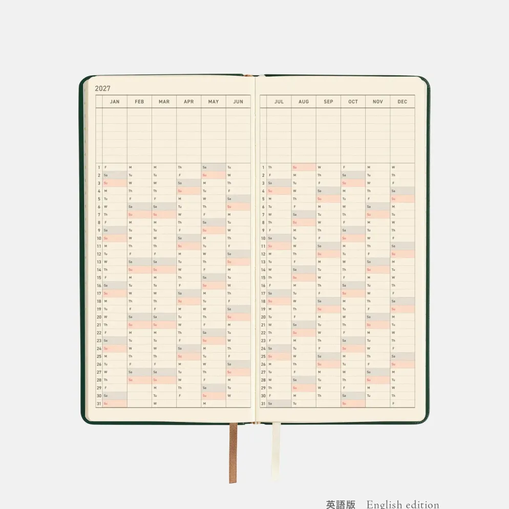 Hobonichi 2027 Weeks: Leather - Forest Green