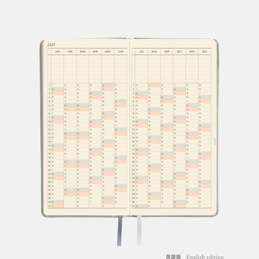 Hobonichi 2027 Weeks: Leather - Noble Silver