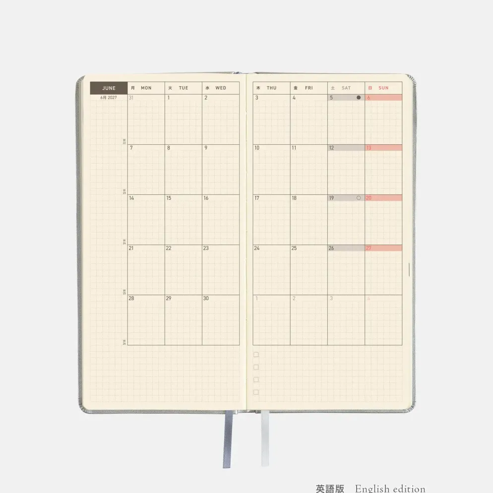 Hobonichi 2027 Weeks: Leather - Noble Silver