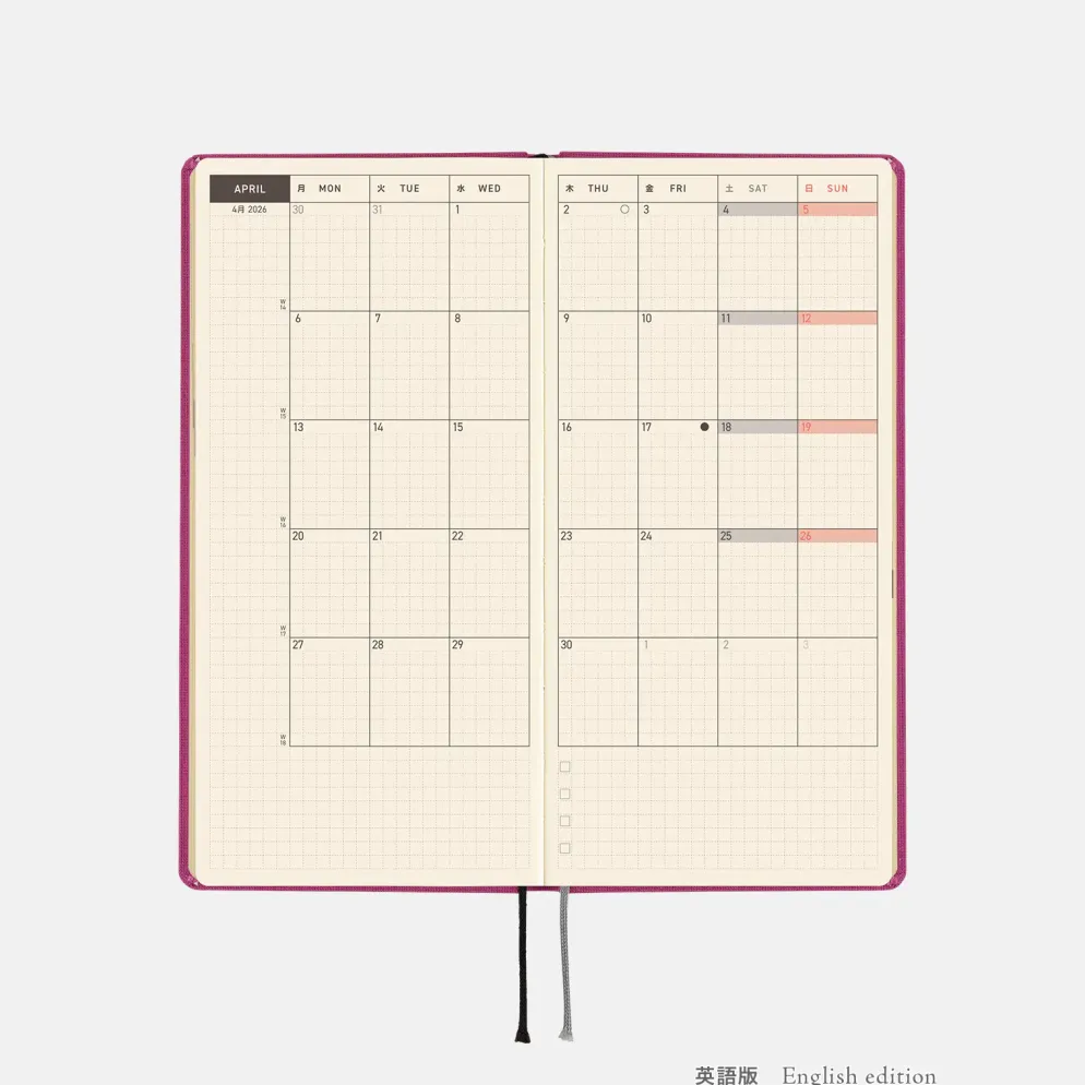 Hobonichi 2026 Weeks Mega: Colors - Peony Purple