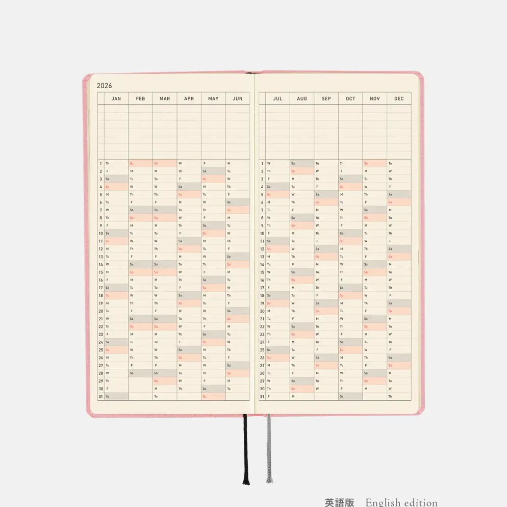 Hobonichi 2026 Weeks Mega: Colors - Strawberry Milk