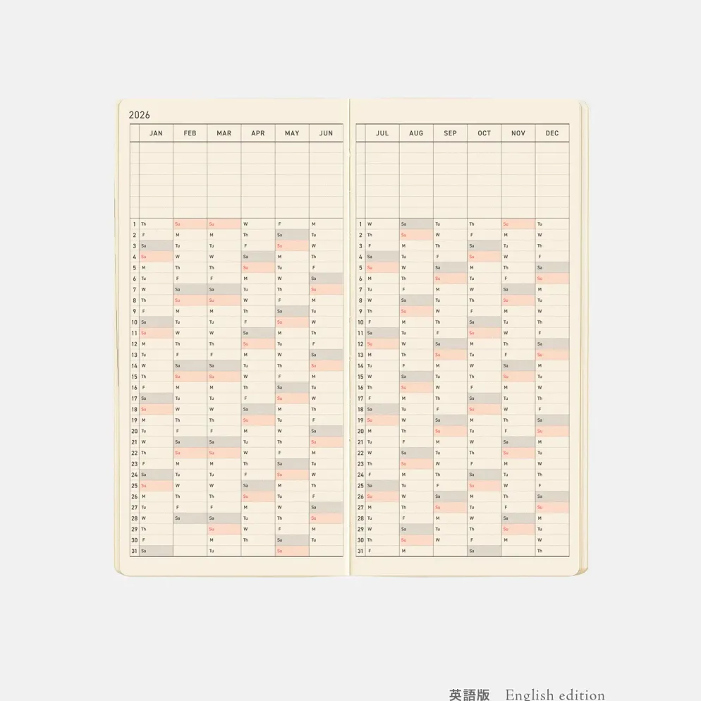 Hobonichi 2026 Weeks Mega: Sneaker - Indigo Black