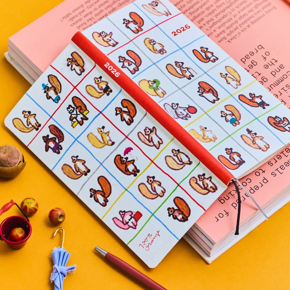 Hobonichi 2026 Weeks: 100%ORANGE - Squirrel’s Moving Day