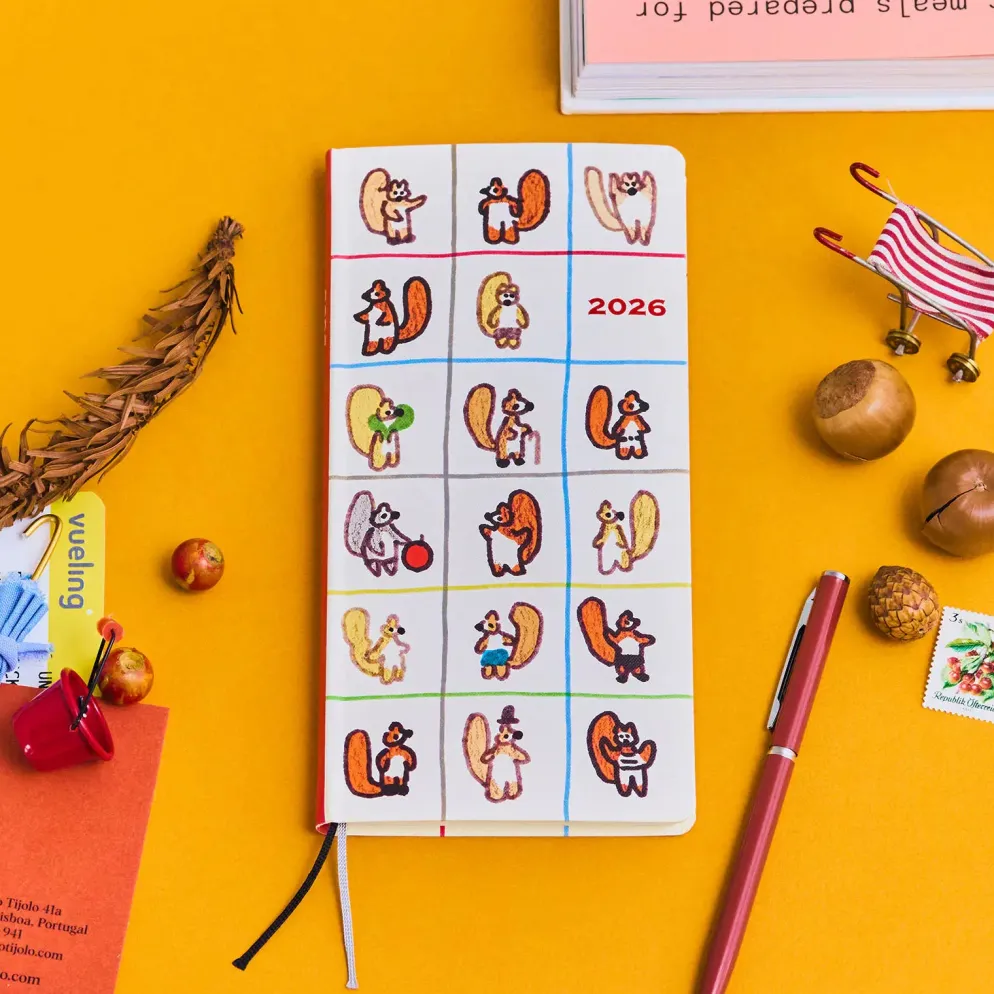 Hobonichi 2026 Weeks: 100%ORANGE - Squirrel’s Moving Day