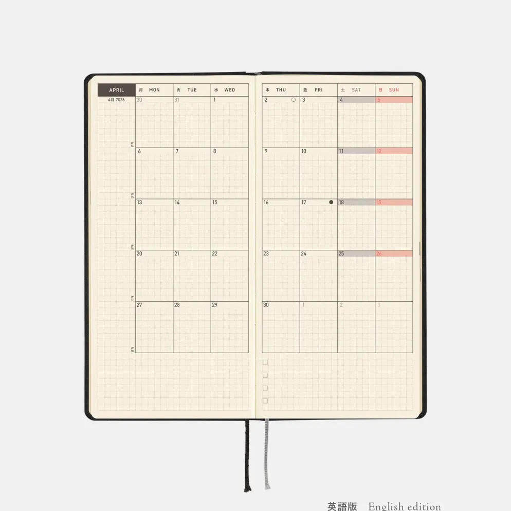 Hobonichi 2026 Weeks: Paper Series - Black Gingham