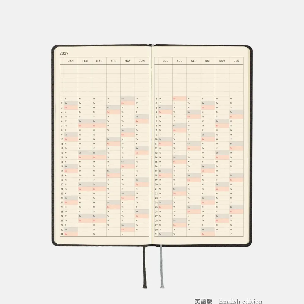 Hobonichi 2027 Weeks: Paper Series - Black Argyle