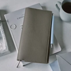 Hobonichi 2026 Weeks Planner Cover: Leather - Taut (Gray & Light Blue)