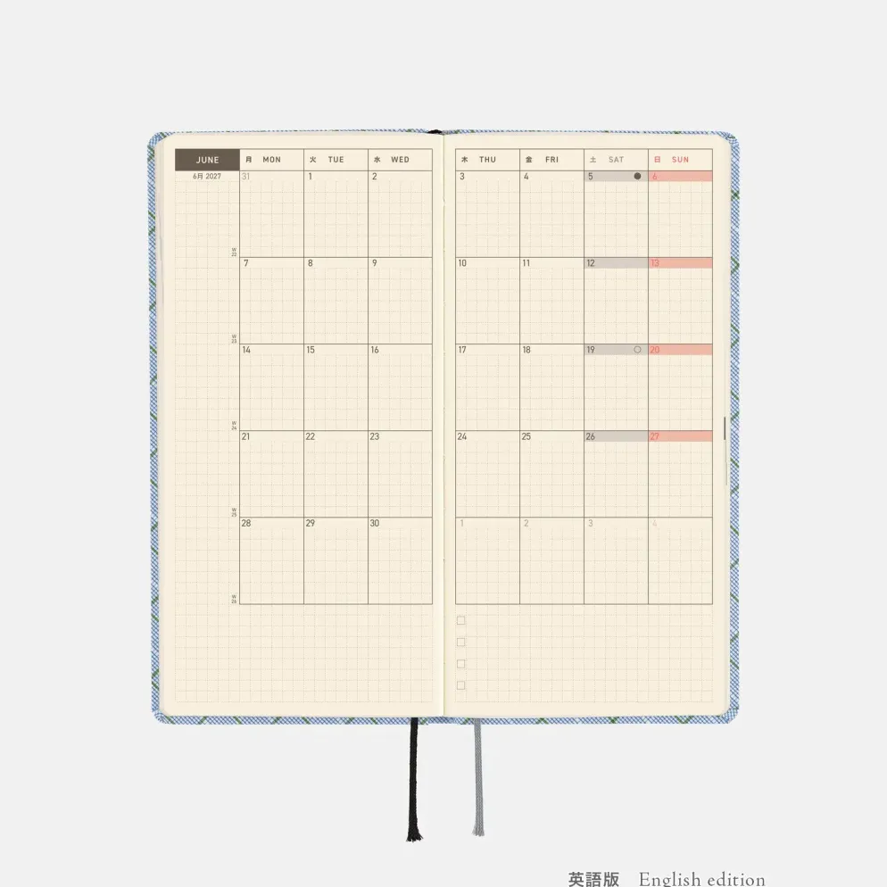 Hobonichi 2027 Weeks: Shirt Fabric - Graph Plaid