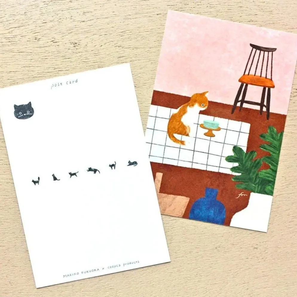 Hyogensha Cozyca Mariko Fukuda Stamps Postcard – Meow