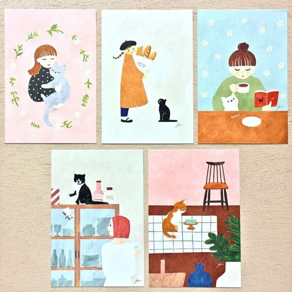 Hyogensha Cozyca Mariko Fukuda Stamps Postcard – Meow