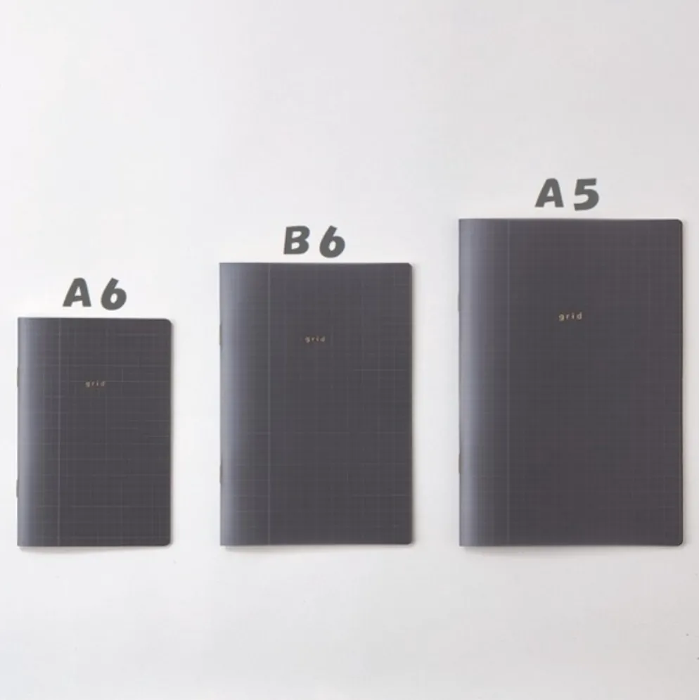 Isshoni Slim Grid Notebook - A6, B6, A5