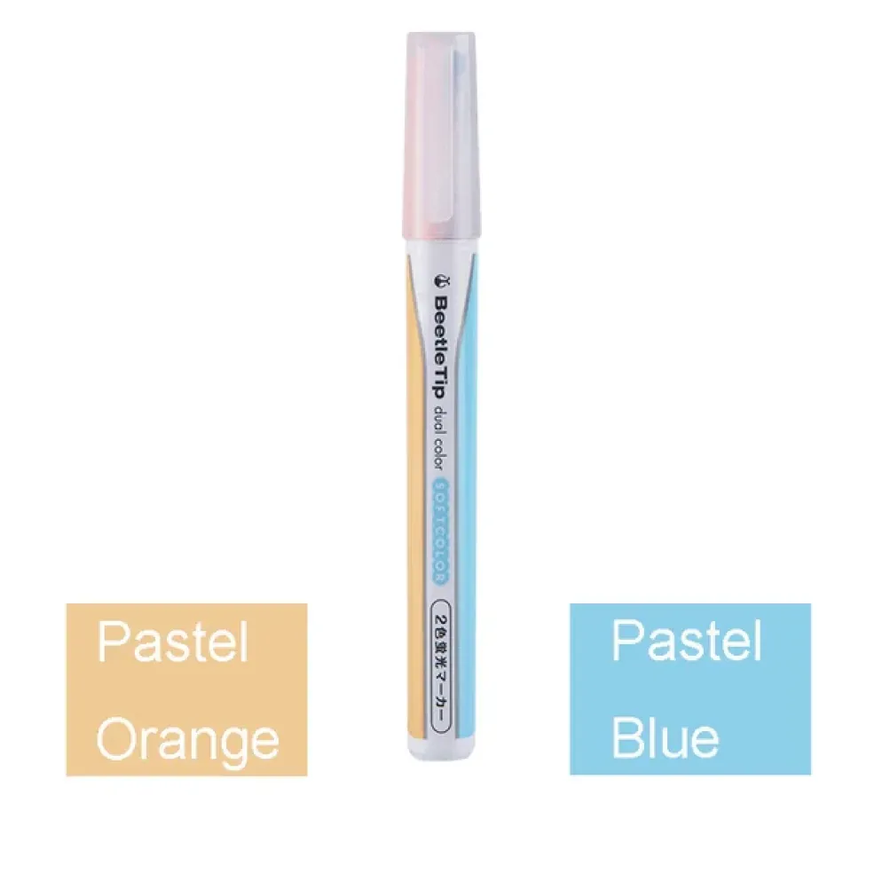 Kokuyo Beetle Tip Dual Colour Highlighter — Vivid and Pastel Colours