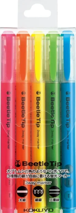 Kokuyo Beetle Tip 3-way Highlighter [5 pack]