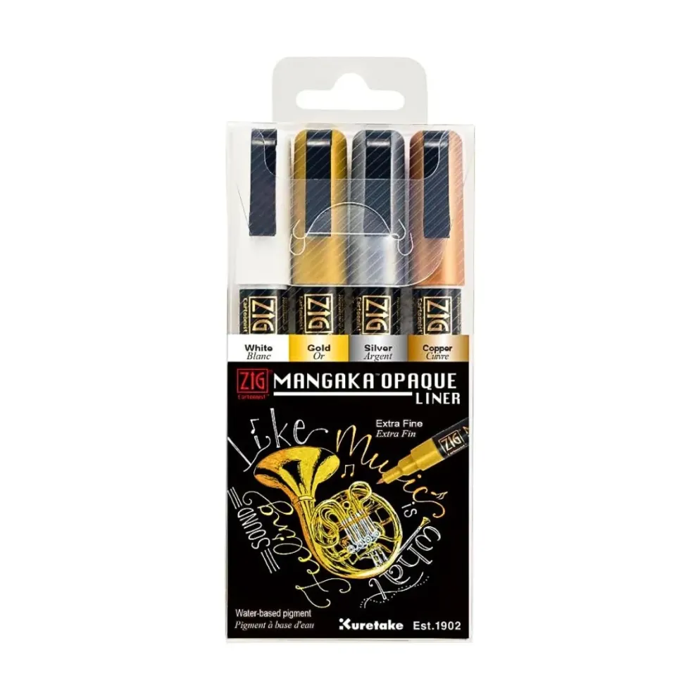 Kuretake ZIG Cartoonist Mangaka Opaque Liner 4 Colour Set