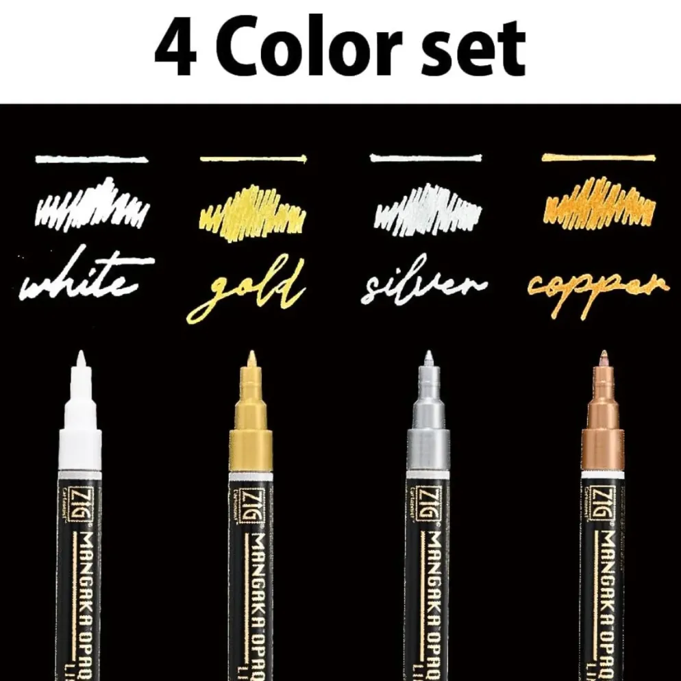 Kuretake ZIG Cartoonist Mangaka Opaque Liner 4 Colour Set