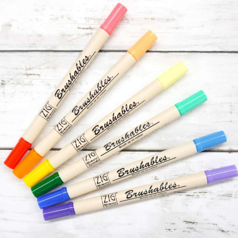 Kuretake ZIG Memory System Brushables - Vivid 6 Colours Set