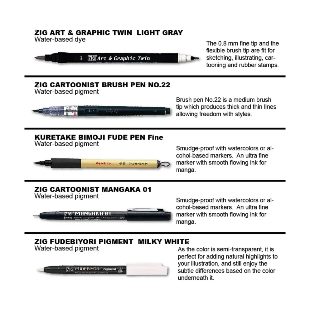 Kuretake ZIG Inktober Illustration Basic Set 2