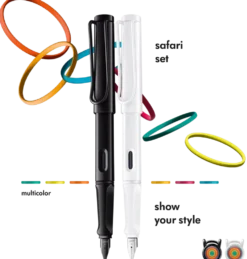 LAMY Safari Multicolour Special Edition Fountain Pen Set – All White & All Black