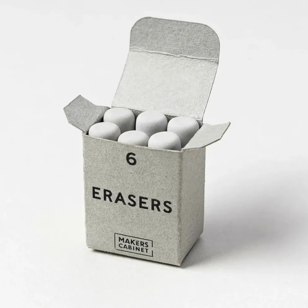 Makers Cabinet Ferrule Erasers – (Pack of 6)