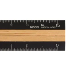 Midori - Aluminium Wooden Ruler 15cm - Black