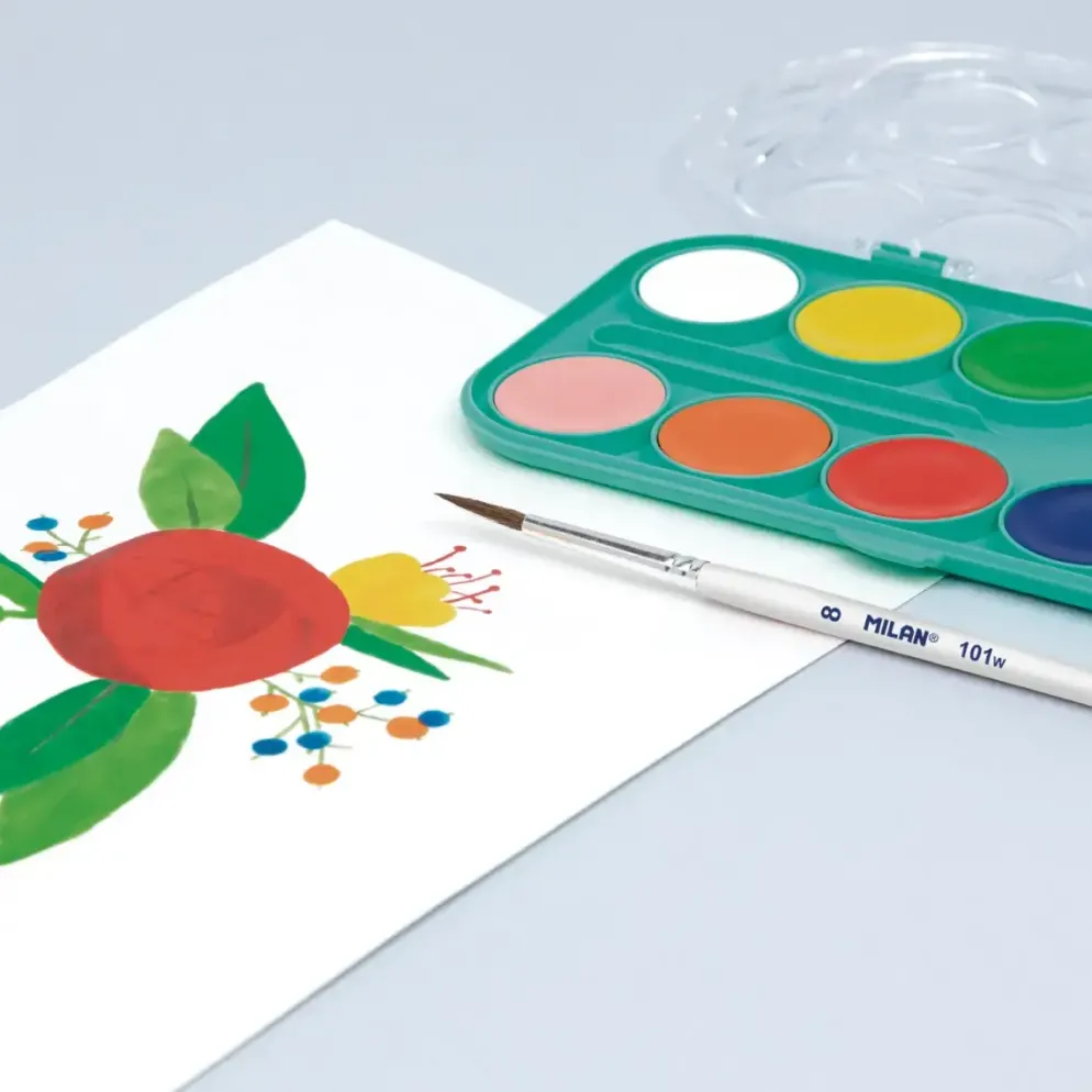 Milan 12 Opaque Colours Watercolour Set + Brush