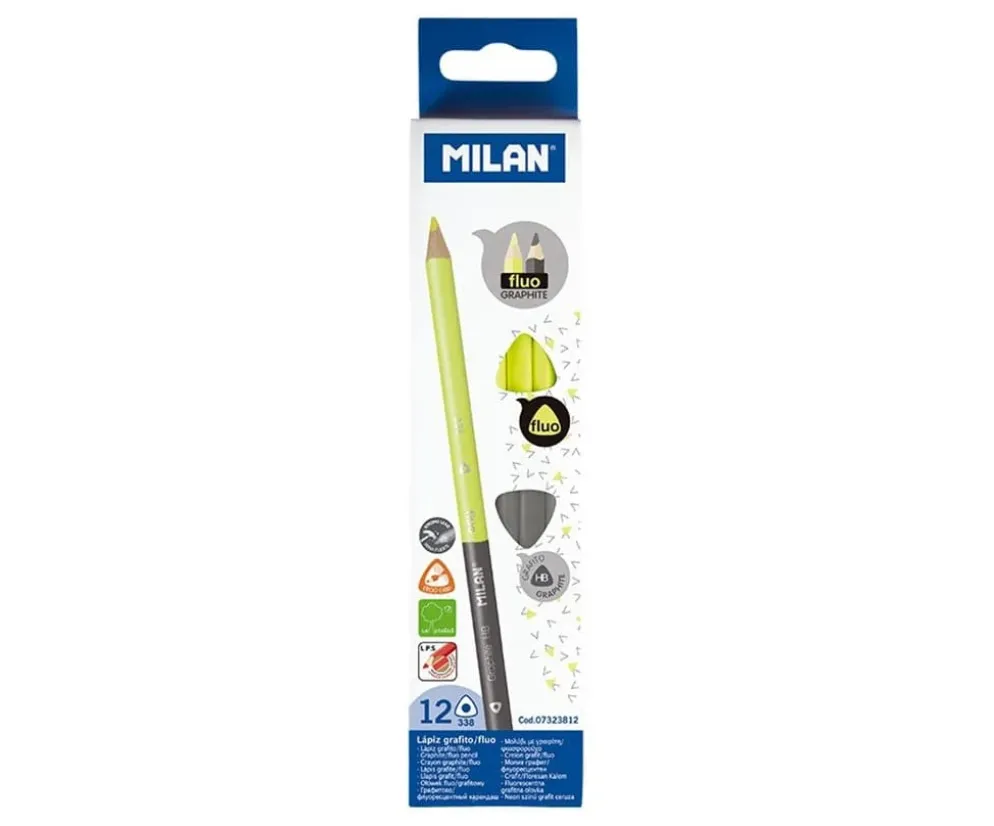 Milan Bicolour Fluo-Graphite Triangular Pencils (12pk)