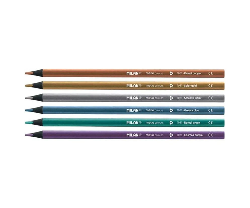 Milan Black Wood Colour Pencils – Set of 6 Metallics