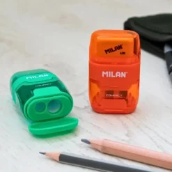 MILAN COMPACT Sharpener + 2 x Erasers [Assorted Colours]