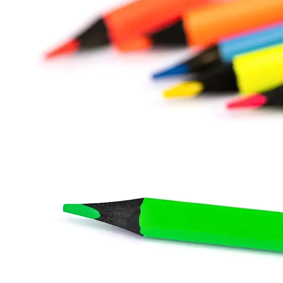Milan Fluorescent Black Wood Fluo Colour Pencils (Set of 6)