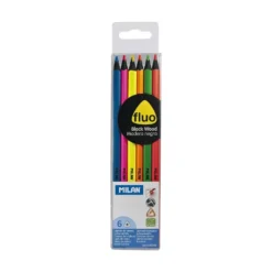 Milan Fluorescent Black Wood Fluo Colour Pencils (Set of 6)