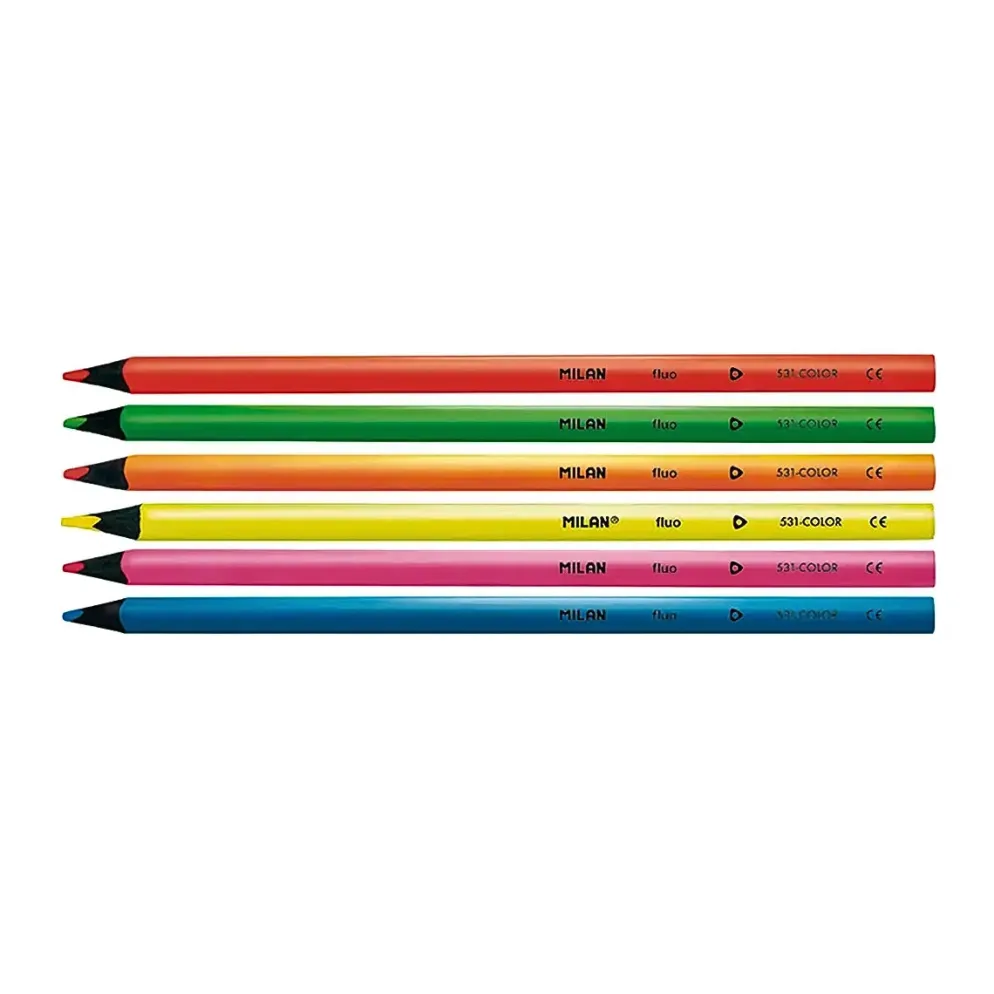 Milan Fluorescent Black Wood Fluo Colour Pencils (Set of 6)